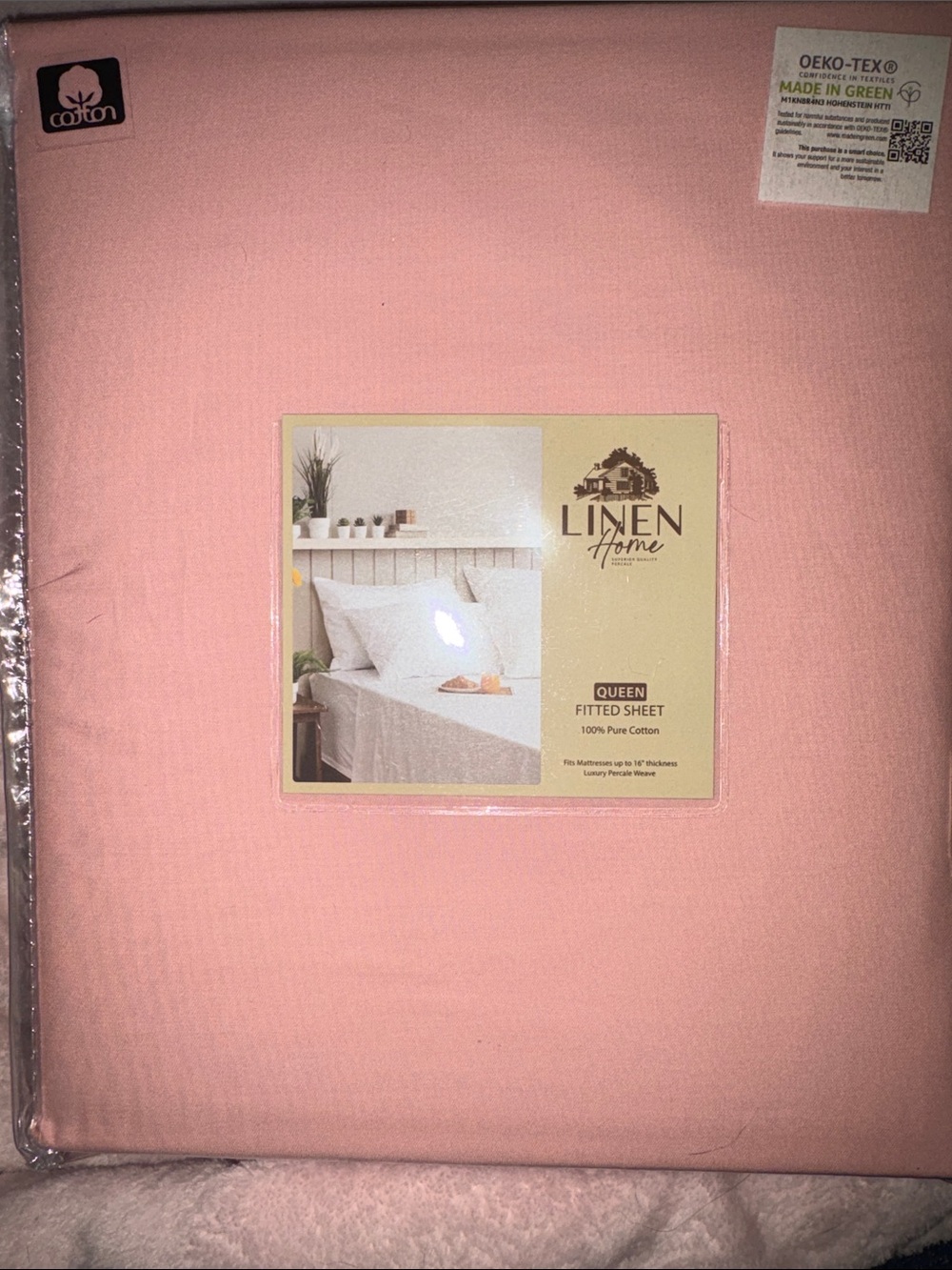 Queen Fitted Sheet in Soft Pink